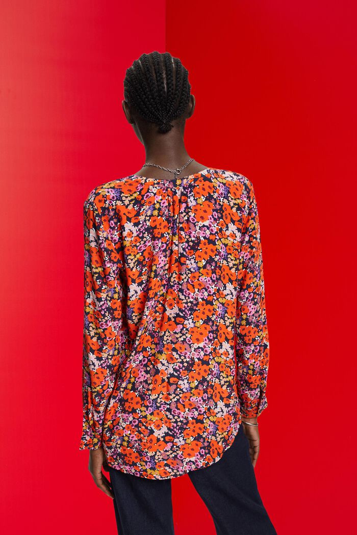 Florale Bluse mit V-Ausschnitt, NEW NAVY, detail image number 3