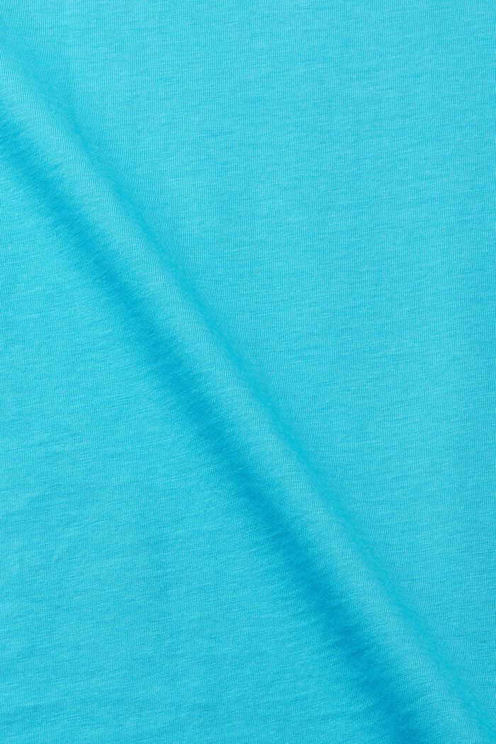 T-Shirt aus Baumwolle mit V-Ausschnitt, Slim Fit, AQUA GREEN, detail image number 4