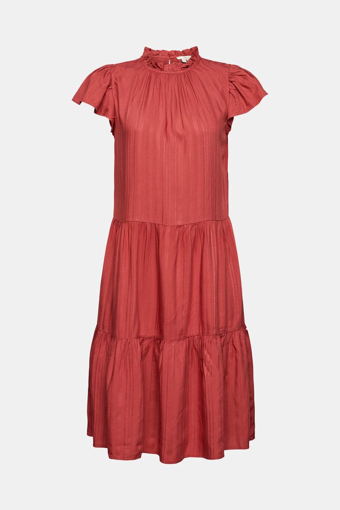 Kleid mit Rüschen-Kragen, LENZING™ ECOVERO™, TERRACOTTA, detail image number 2
