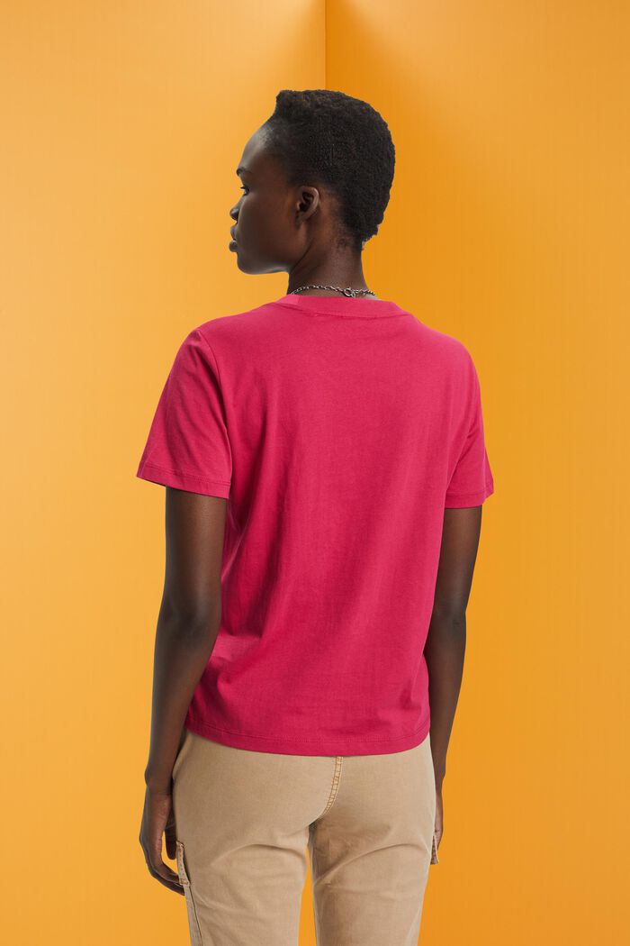 Baumwoll-T-Shirt mit Blumenprint, DARK PINK, detail image number 3
