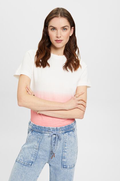 T-Shirt aus Baumwolle mit Farbverlauf, PINK, overview