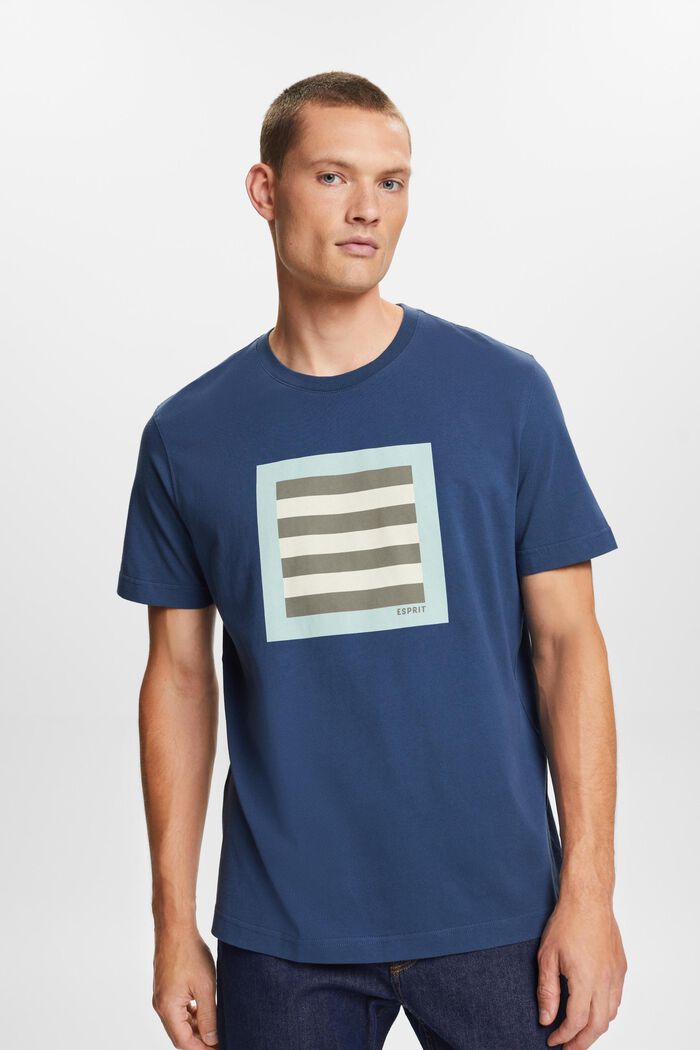 T-Shirt aus Baumwolljersey mit Grafikprint, GREY BLUE, detail image number 0