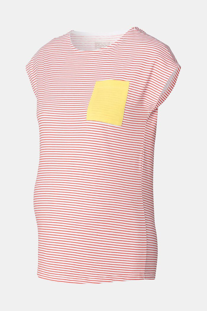 T-Shirt mit Streifen, Bio-Baumwolle, RED, detail image number 4