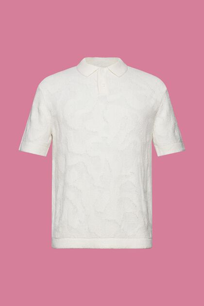 Poloshirt aus Bouclé, OFF WHITE, overview