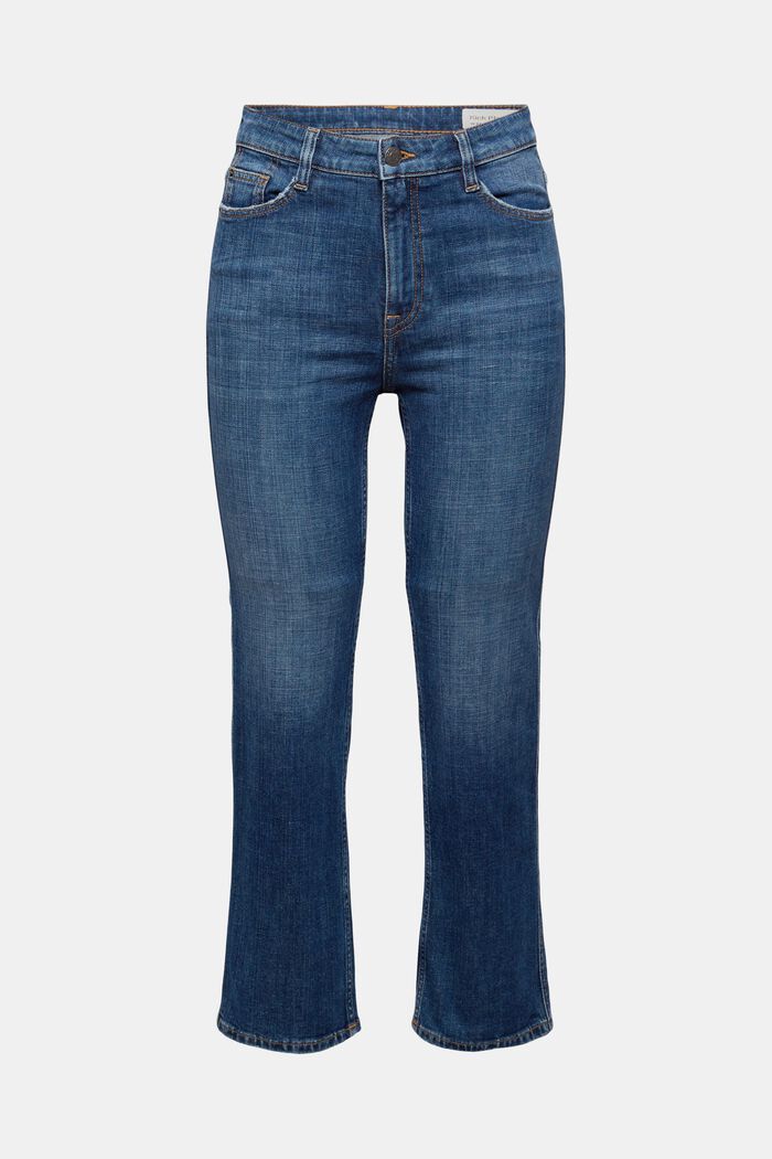 Cropped Jeans mit Kick Flare, BLUE DARK WASHED, overview