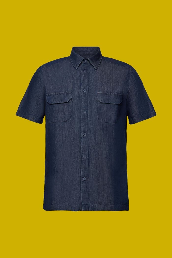 Kurzarmhemd im Jeans-Look, BLUE BLACK, detail image number 8