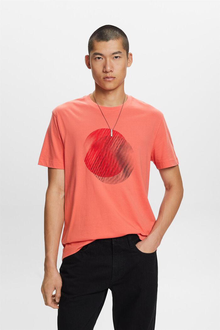 T-Shirt mit Print vorne, 100 % Baumwolle, CORAL RED, detail image number 1