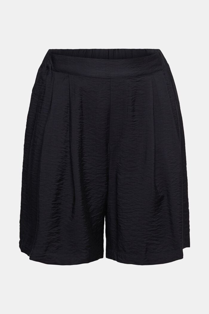 Fließende Bermuda-Shorts in Knitteroptik, BLACK, detail image number 6