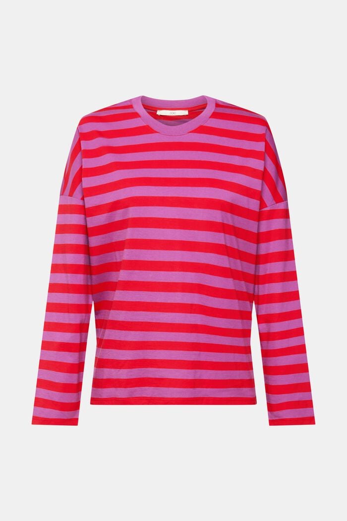 Gestreiftes Longsleeve-Shirt, 100 % Baumwolle, DARK RED, detail image number 6