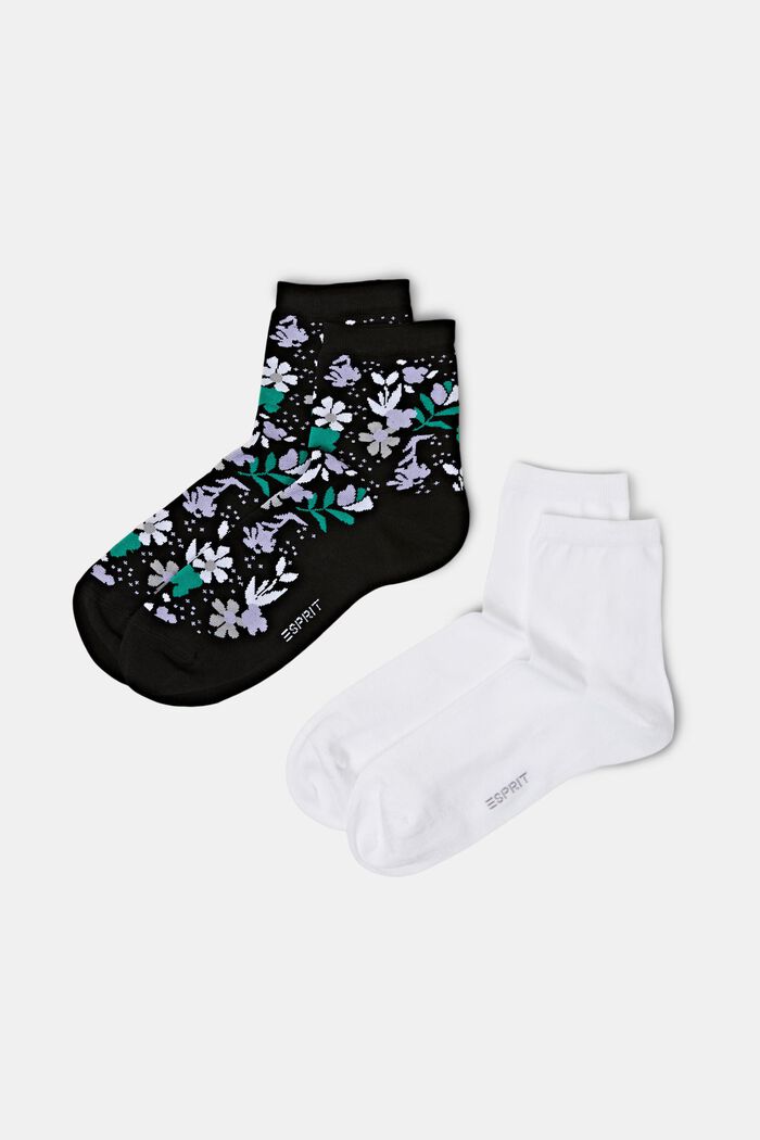Bedruckte halbhohe Socken, BLACK/WHITE, detail image number 0