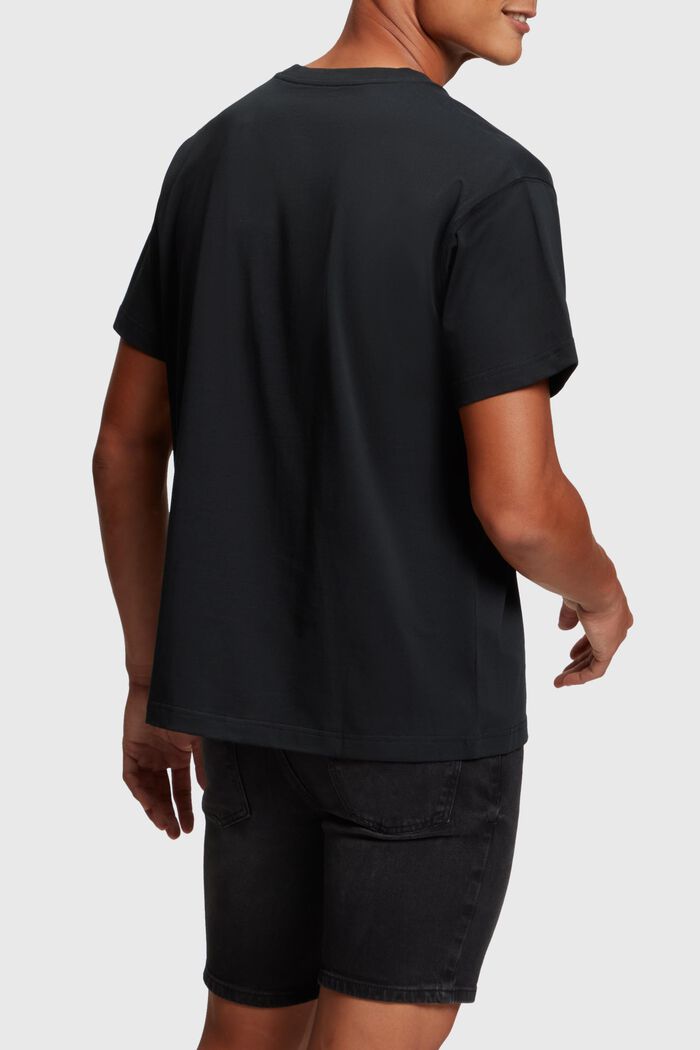 T-Shirt mit beflockter Logoapplikation, BLACK, detail image number 1