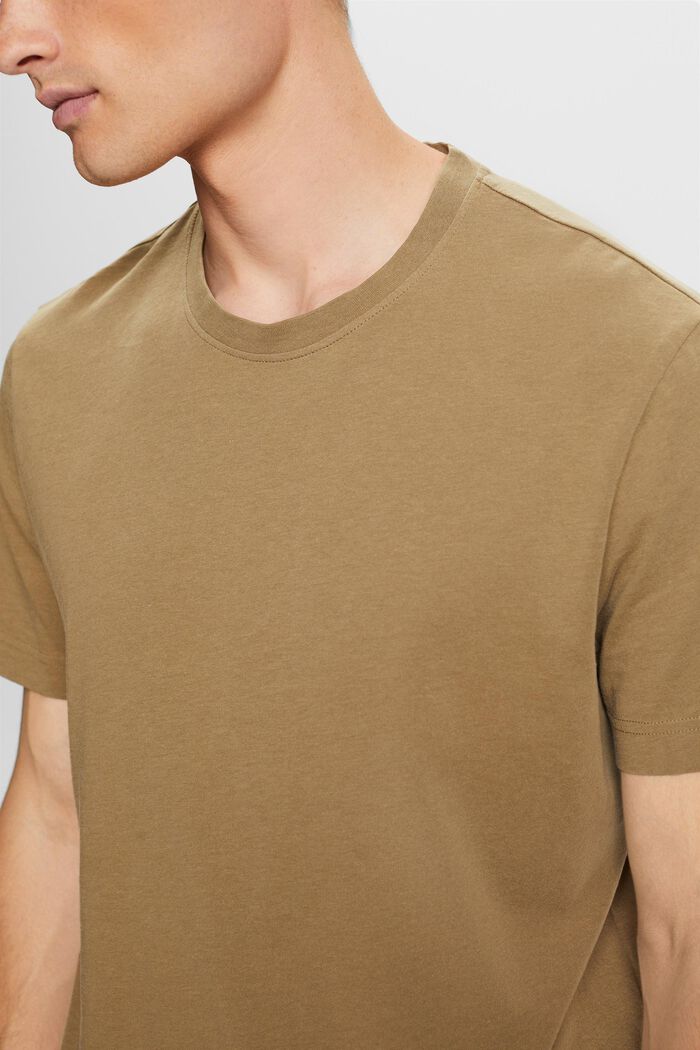 Rundhals-T-Shirt aus Jersey, 100 % Baumwolle, KHAKI GREEN, detail image number 2