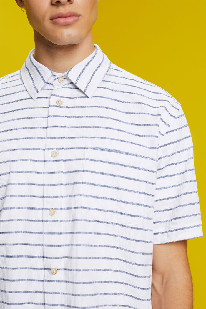 Hemd aus gestreiftem Waffel-Piqué, 100 % Baumwolle, WHITE, detail image number 2