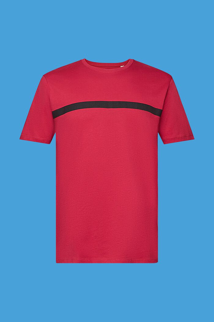 Baumwoll-T-Shirt mit Kontraststreifen, DARK PINK, detail image number 6