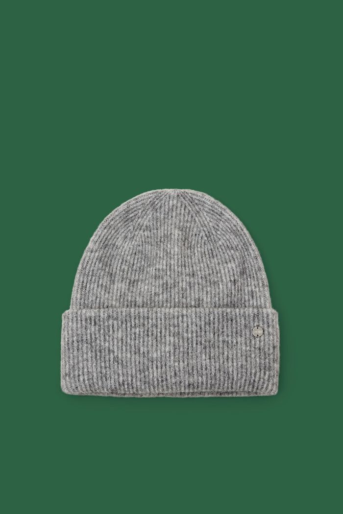 Gerippte Beanie aus Mohair-Wolle-Mix, GREY, detail image number 0