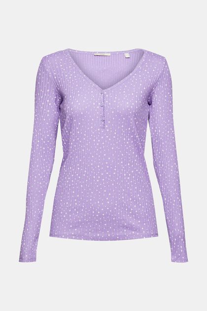 Longsleeve mit Blumenmuster, LILAC, overview