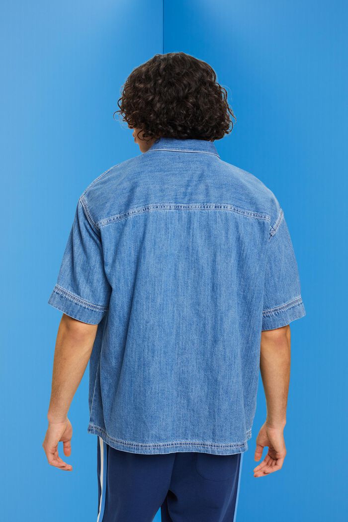 Kurzärmeliges Hemd im Boxy-Style, BLUE MEDIUM WASHED, detail image number 3