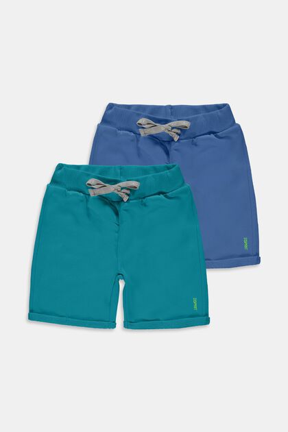 2er-Pack Shorts aus reiner Baumwolle, AQUA GREEN, overview