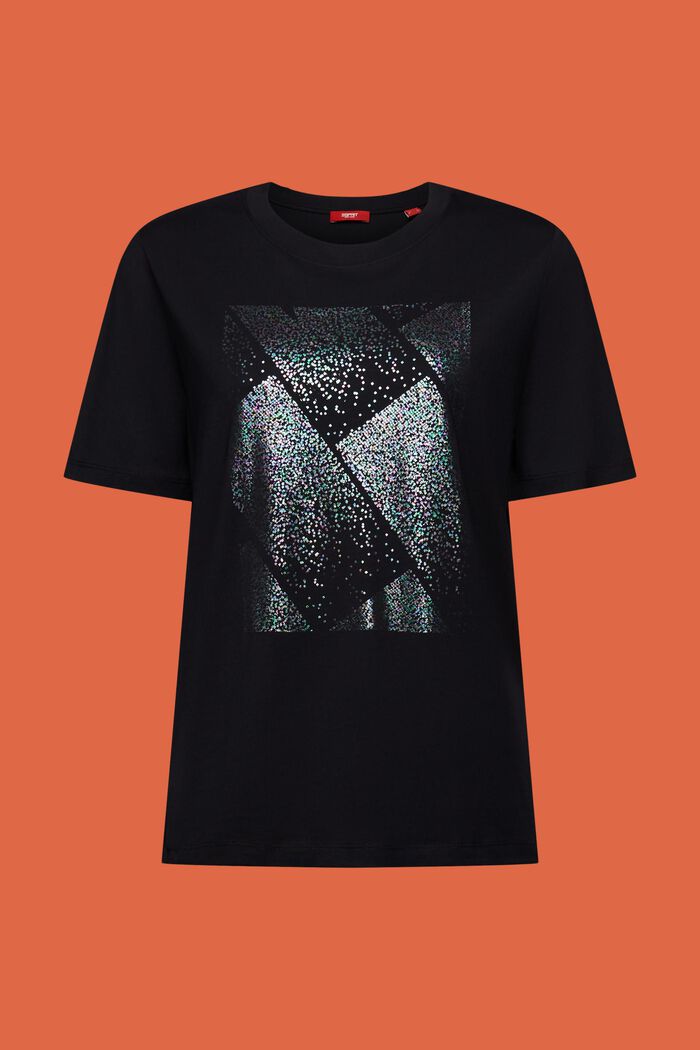 T-Shirt mit holografischem Print, BLACK, detail image number 5