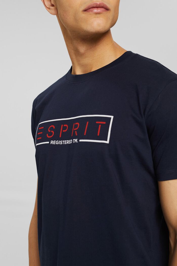 Jersey-T-Shirt mit Logo, 100% Baumwolle, NAVY, detail image number 1