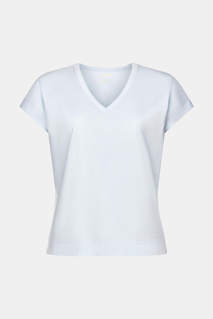 V-Neck-T-Shirt aus merzerisierter Pima-Baumwolle, PASTEL BLUE, detail image number 5