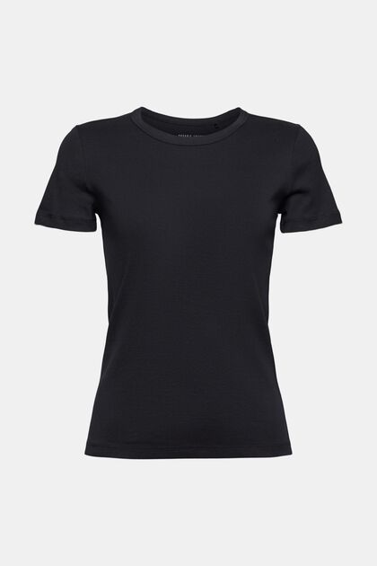 T-Shirt aus Baumwolle, BLACK, overview