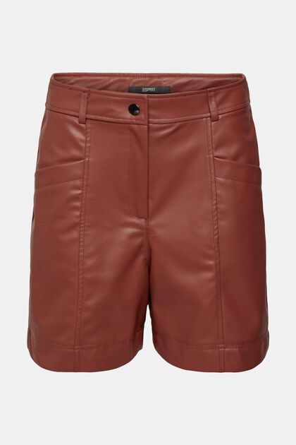Shorts in Lederoptik, RUST BROWN, overview