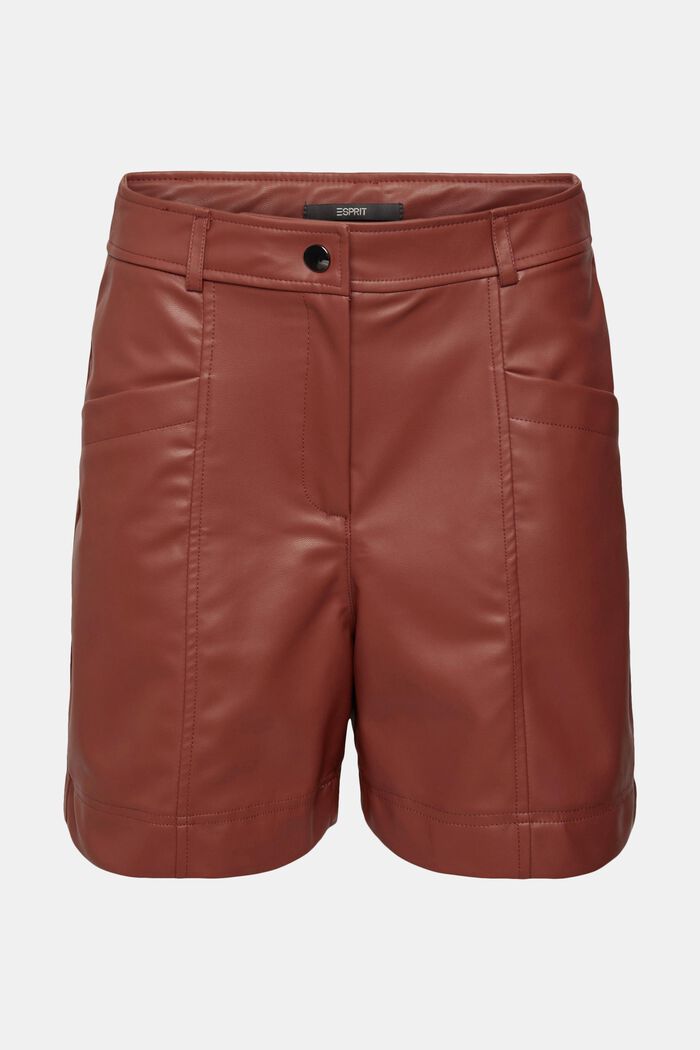 Shorts in Lederoptik, RUST BROWN, detail image number 7
