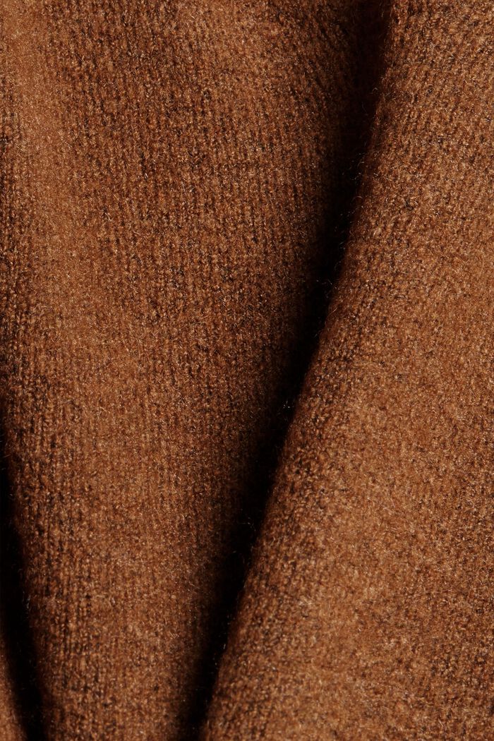 Mit Wolle: V-Neck-Pullover, TOFFEE, detail image number 4