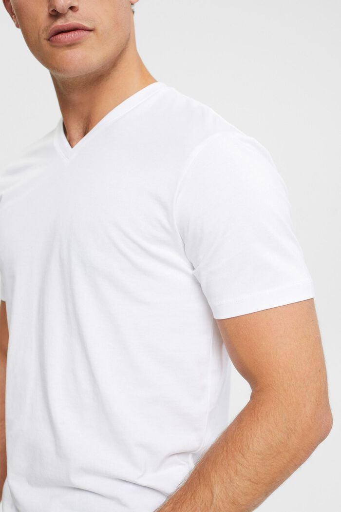 T-Shirt mit V-Ausschnitt aus nachhaltiger Baumwolle, WHITE, detail image number 2