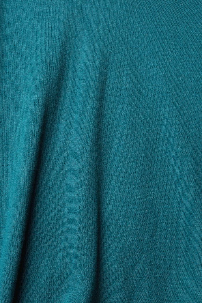 Basic V-Neck-Pullover,-Baumwoll-Mix, TEAL GREEN, detail image number 5