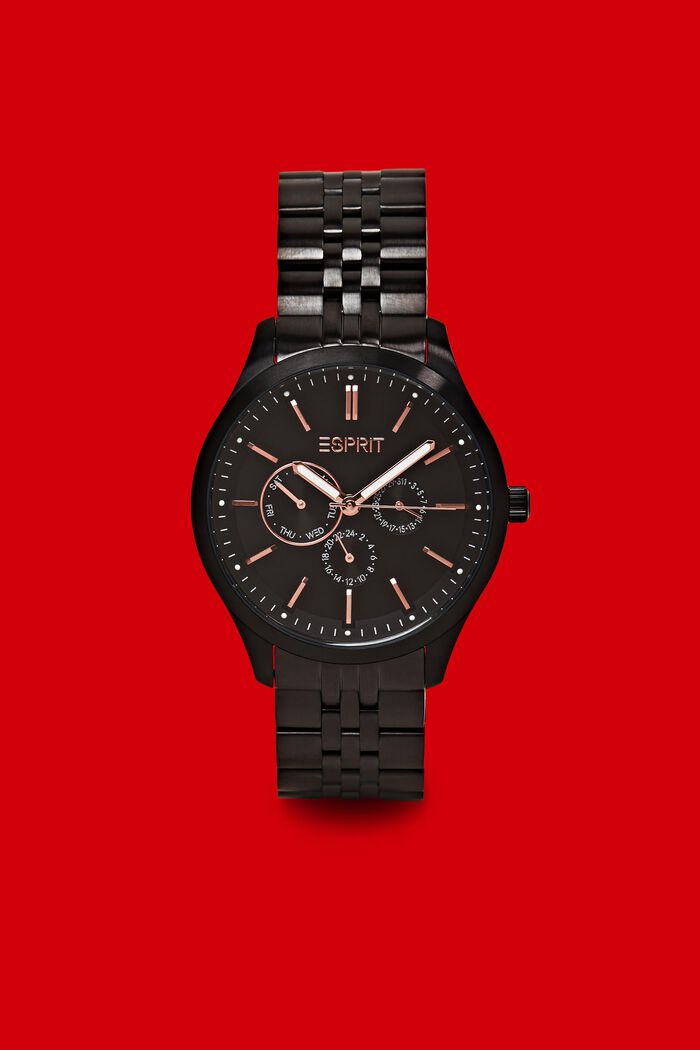 Edelstahl-Uhr mit Gliederarmband, BLACK, detail image number 0