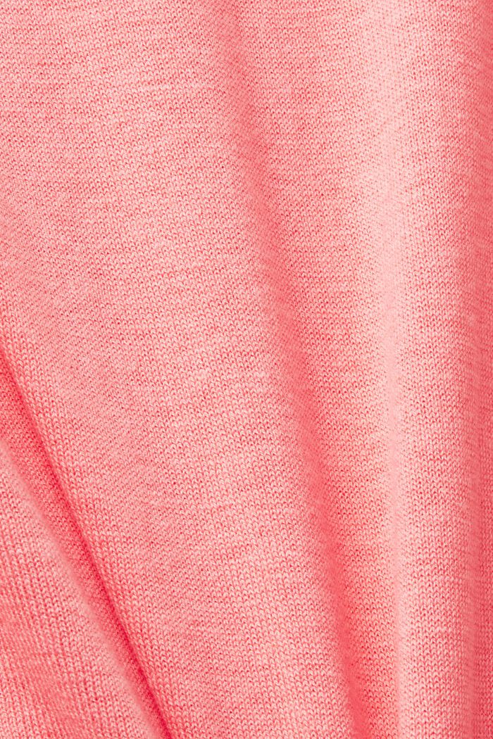 Pullover mit verkürzten Ärmeln und Leinenanteil, PINK, detail image number 4