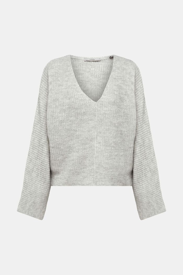 Cropped-Pullover aus Wollmix, LIGHT GREY, detail image number 2