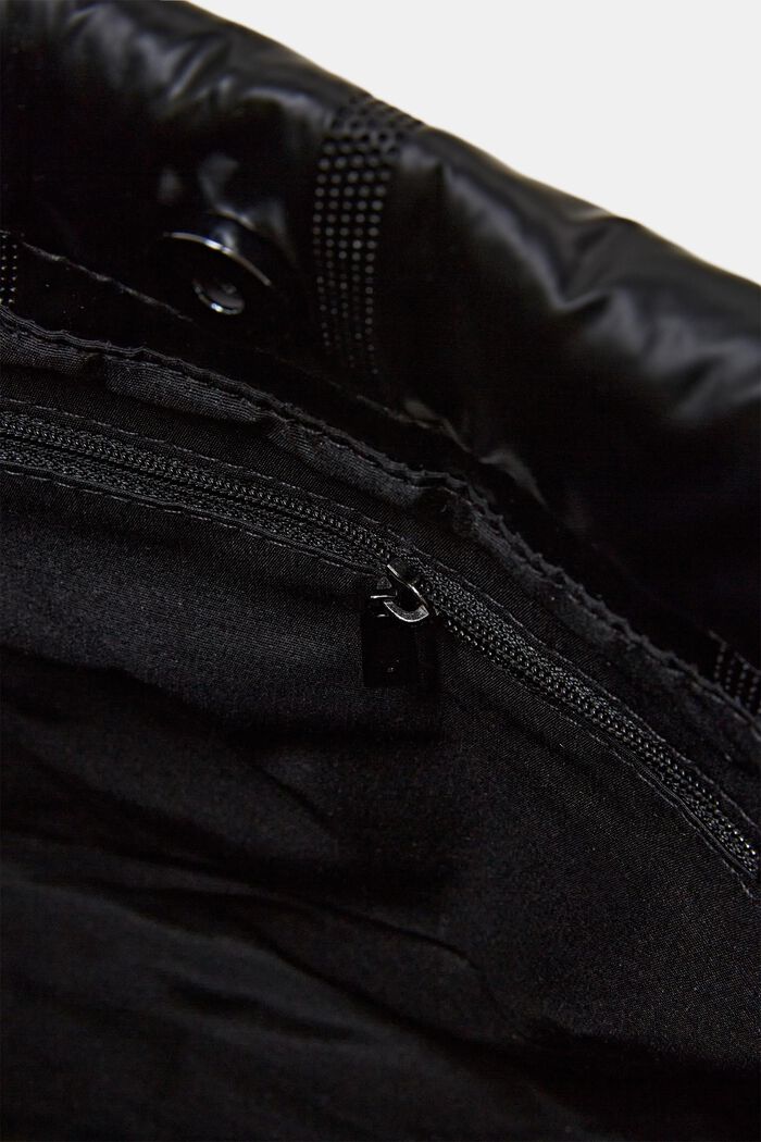 Kleine, glänzende, gepolsterte Tasche, BLACK, detail image number 3