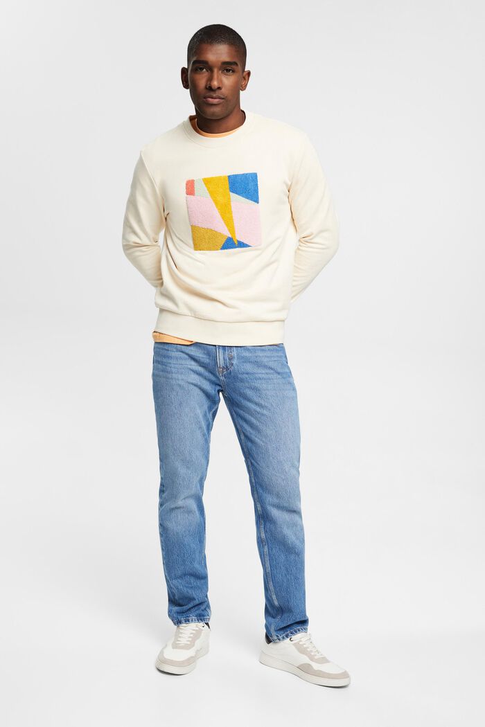 Sweatshirt aus nachhaltiger Baumwolle mit Applikation, CREAM BEIGE, detail image number 4