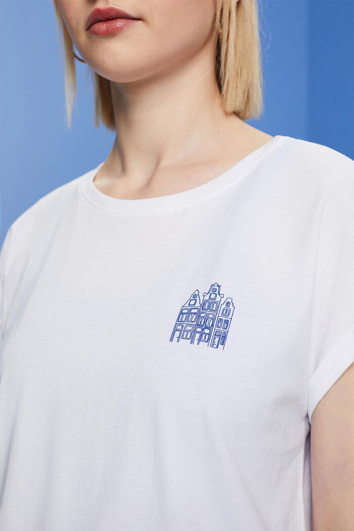 T-Shirt mit Mini-Print, 100 % Baumwolle, WHITE, detail image number 2
