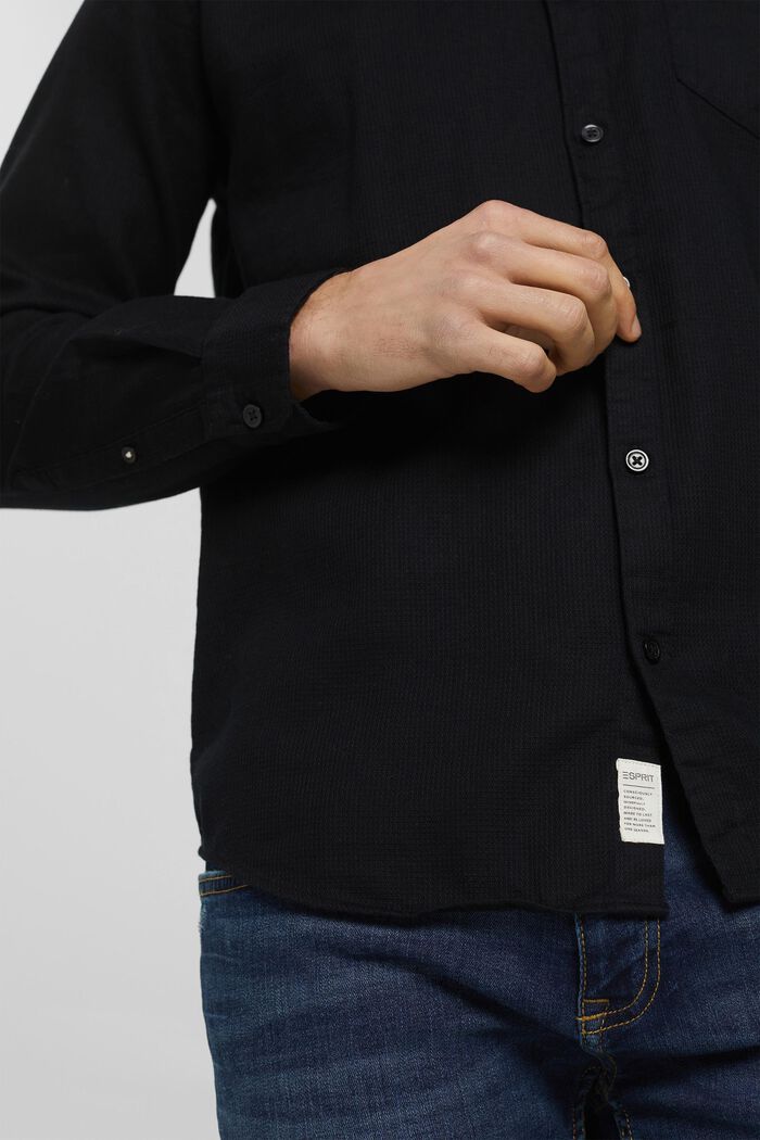 Hemd mit Stegkragen aus Baumwolle, BLACK, detail image number 1