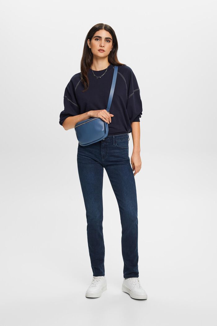 Jeans mit schmaler Passform und mittelhohem Bund, BLUE BLACK, detail image number 1
