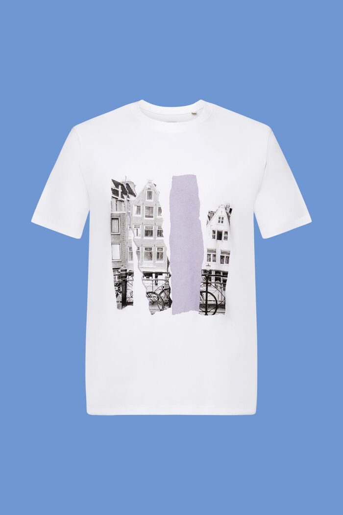 Rundhals-T-Shirt mit Print, 100 % Baumwolle, WHITE, detail image number 6