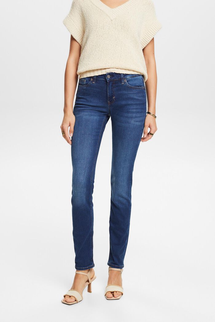 Schmale Jeans mit mittlerer Bundhöhe, BLUE DARK WASHED, detail image number 0