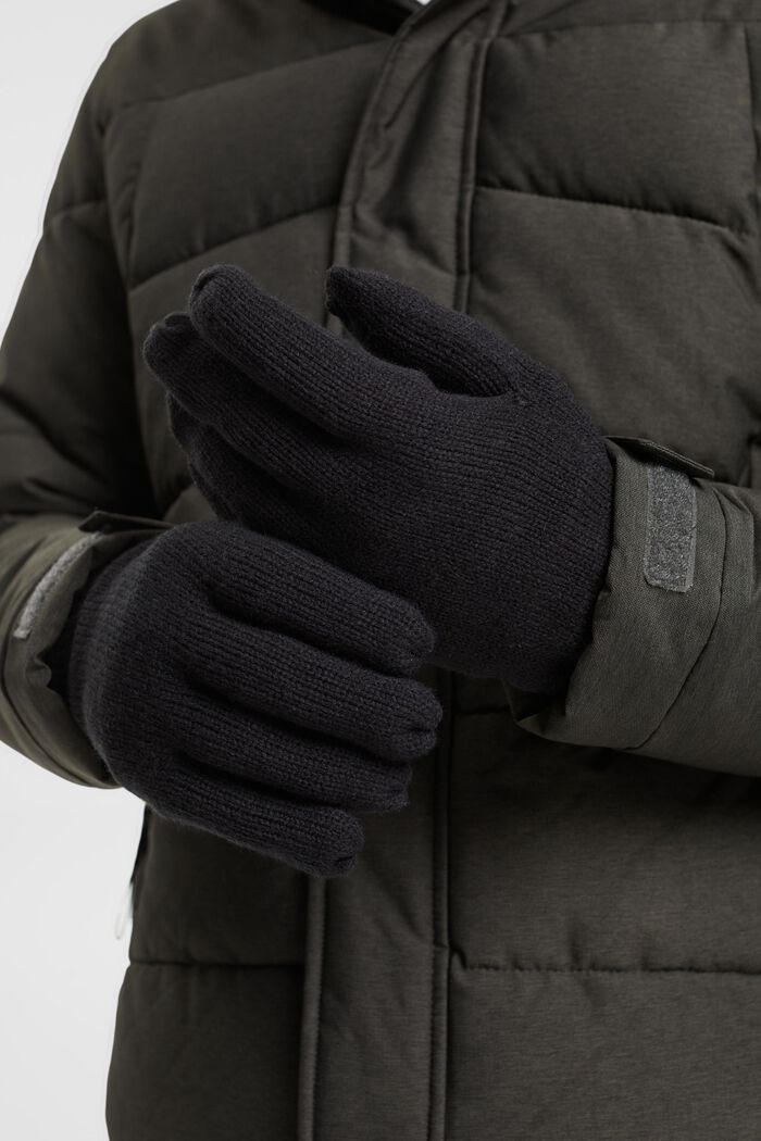 Handschuhe aus Wollgemisch mit 3M™ Thinsulate™, BLACK, detail image number 2
