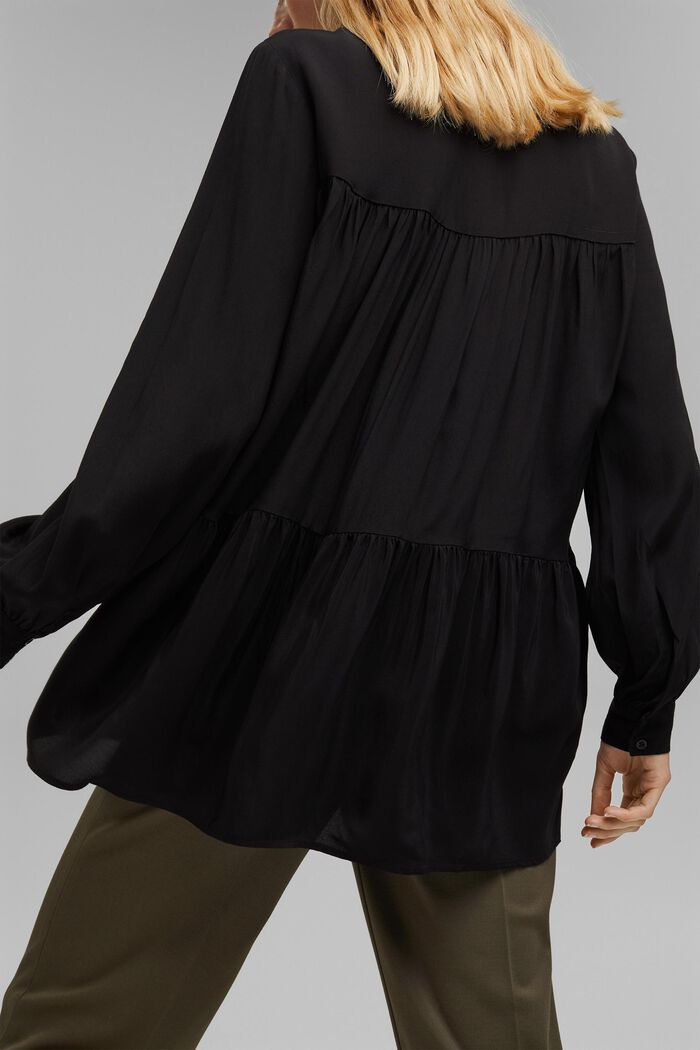 Längere Tunika-Bluse mit LENZING™ ECOVERO™, BLACK, detail image number 2