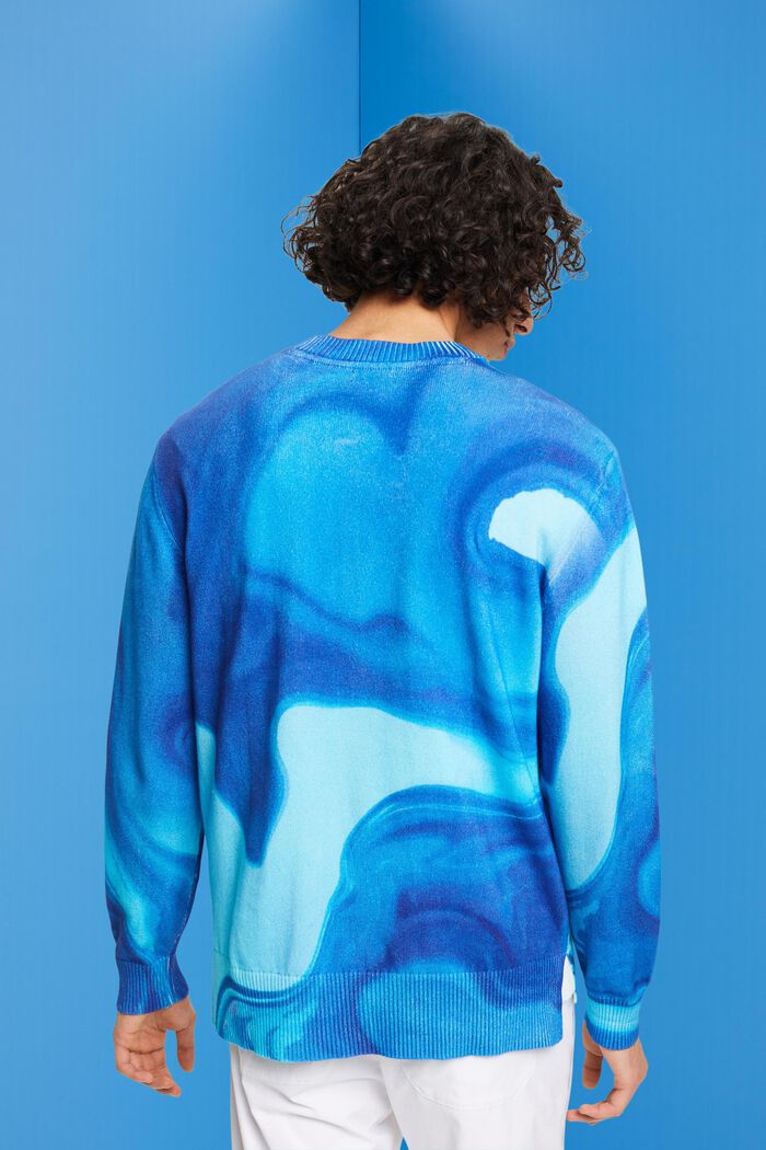 Gewebter Baumwollpullover mit Allover-Muster, BLUE, detail image number 3