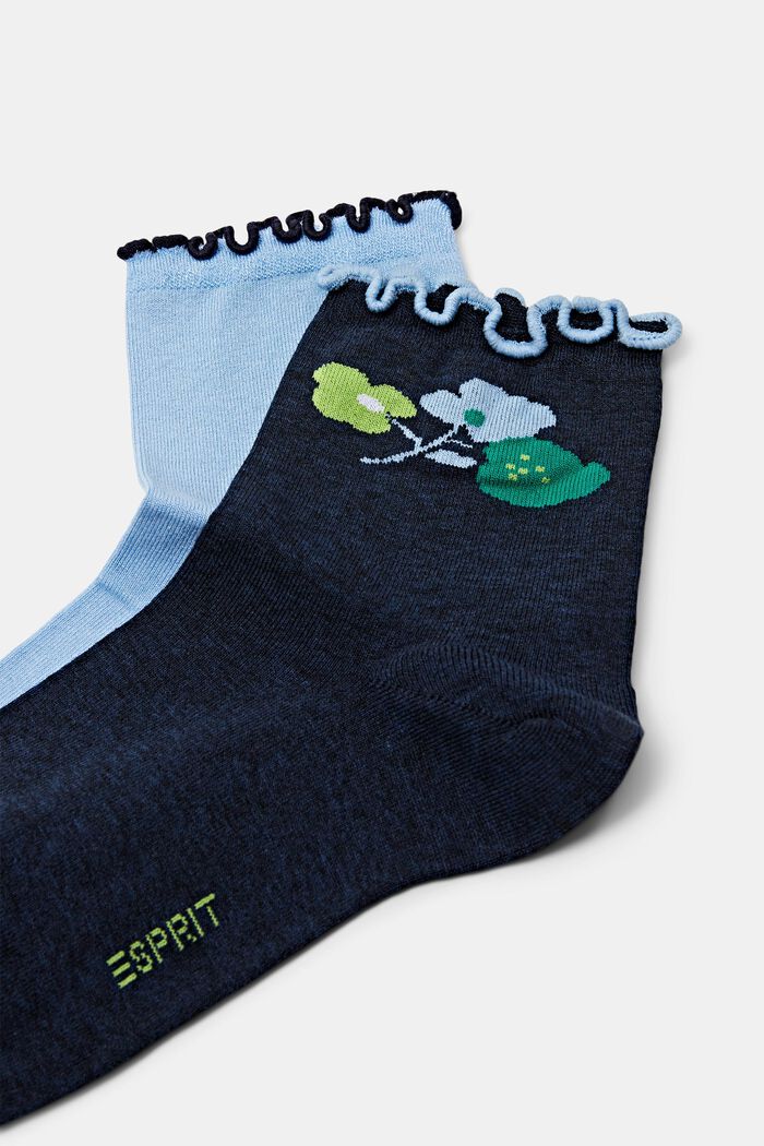 2er-Pack halbhohe Socken mit Rüschen, NAVY/LIGHT BLUE, detail image number 2