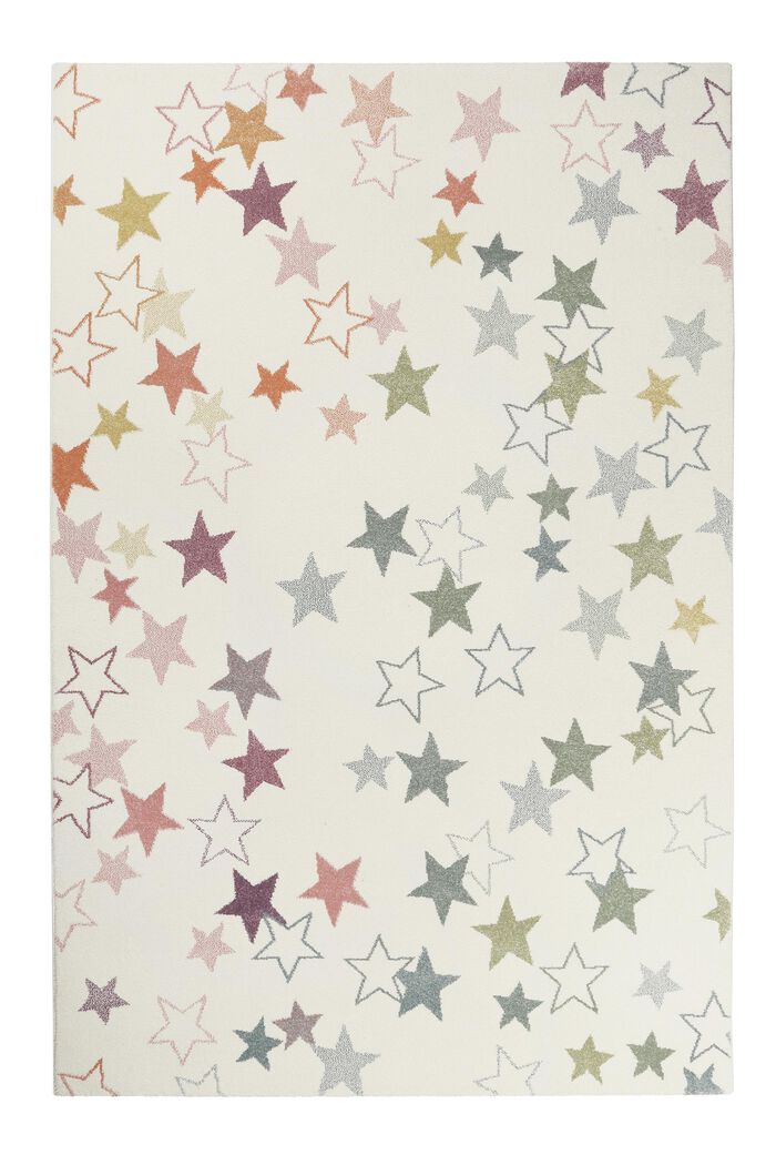 Gewebter Teppich mit Sterne-Print, WHITE, detail image number 0