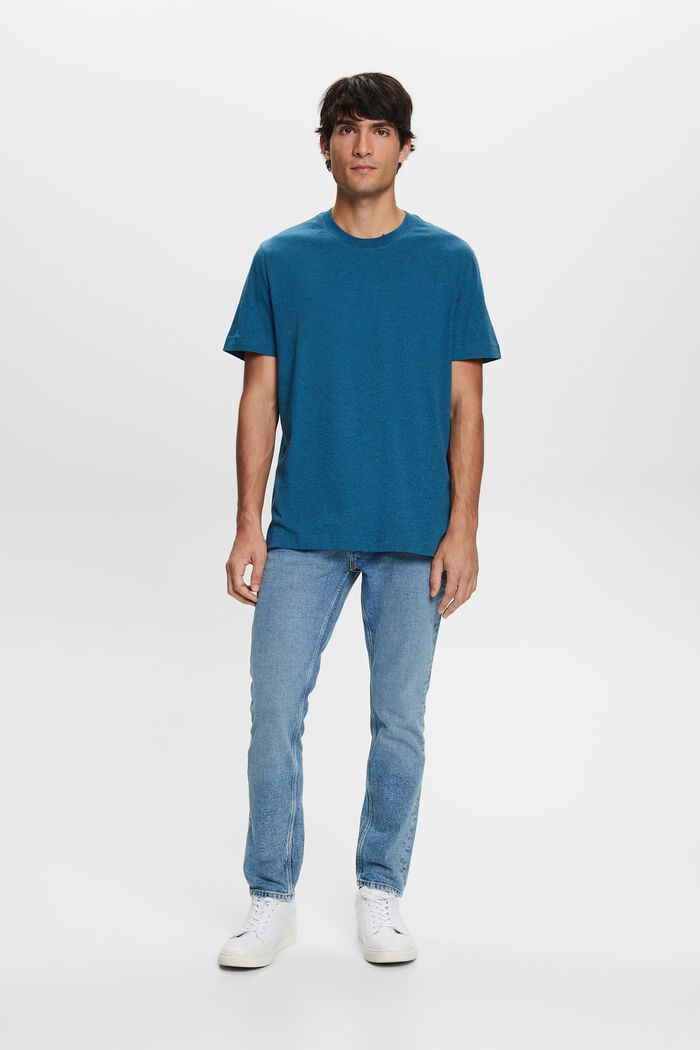 Rundhals-T-Shirt, 100 % Baumwolle, GREY BLUE, detail image number 1