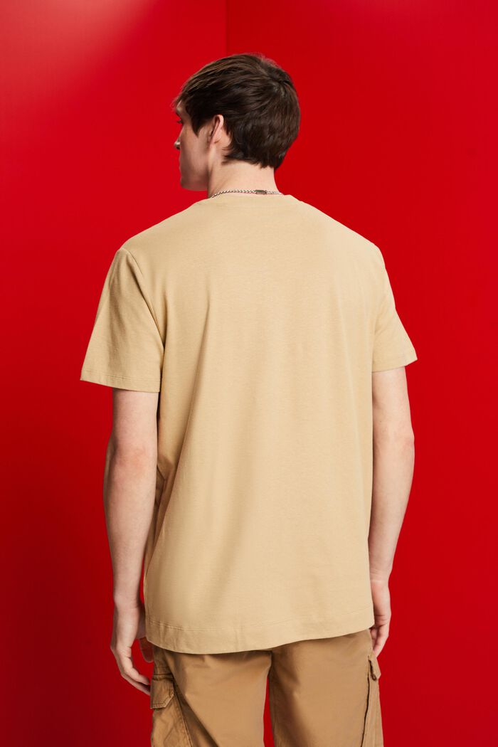 T-Shirt aus Baumwolle-Leinen-Mix, SAND, detail image number 3