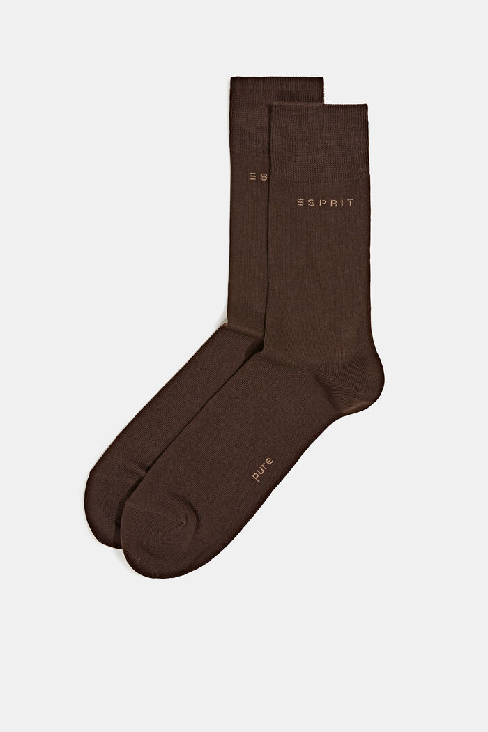 2er-Pack Basic Socken aus Baumwollmix, DARK BROWN, detail image number 0