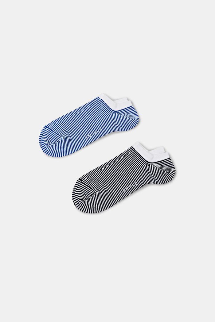 2er-Set Knöchelhohe Socken im Streifendesign, BLUE/BLACK, detail image number 0